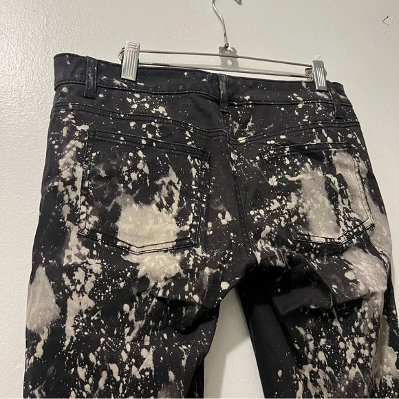 Royal Bones Distressed and Splatter Print Black Skinny Jeans - Picture 7 of 12